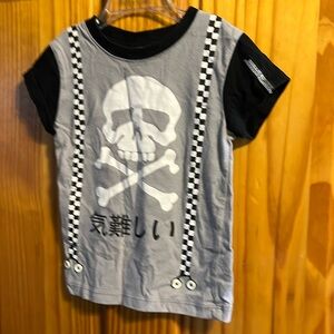 Harajuku Mini for Target Boys size 2T shirt with skull and suspender detail